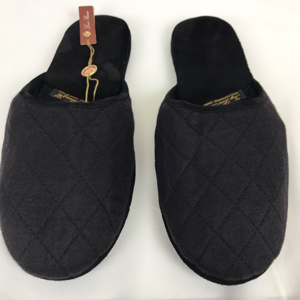 LORO PIANA Black Cashmere Pantofola Slippe…